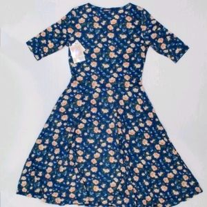 Lula Roe Blue Floral Dress NWT